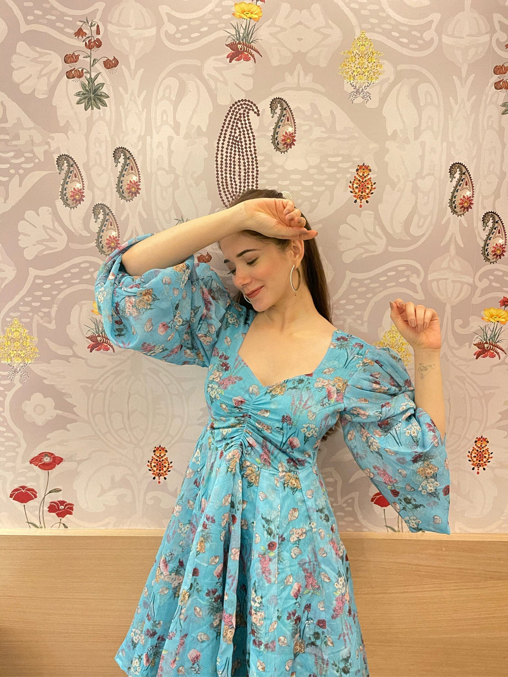 kasturi blue floral dress