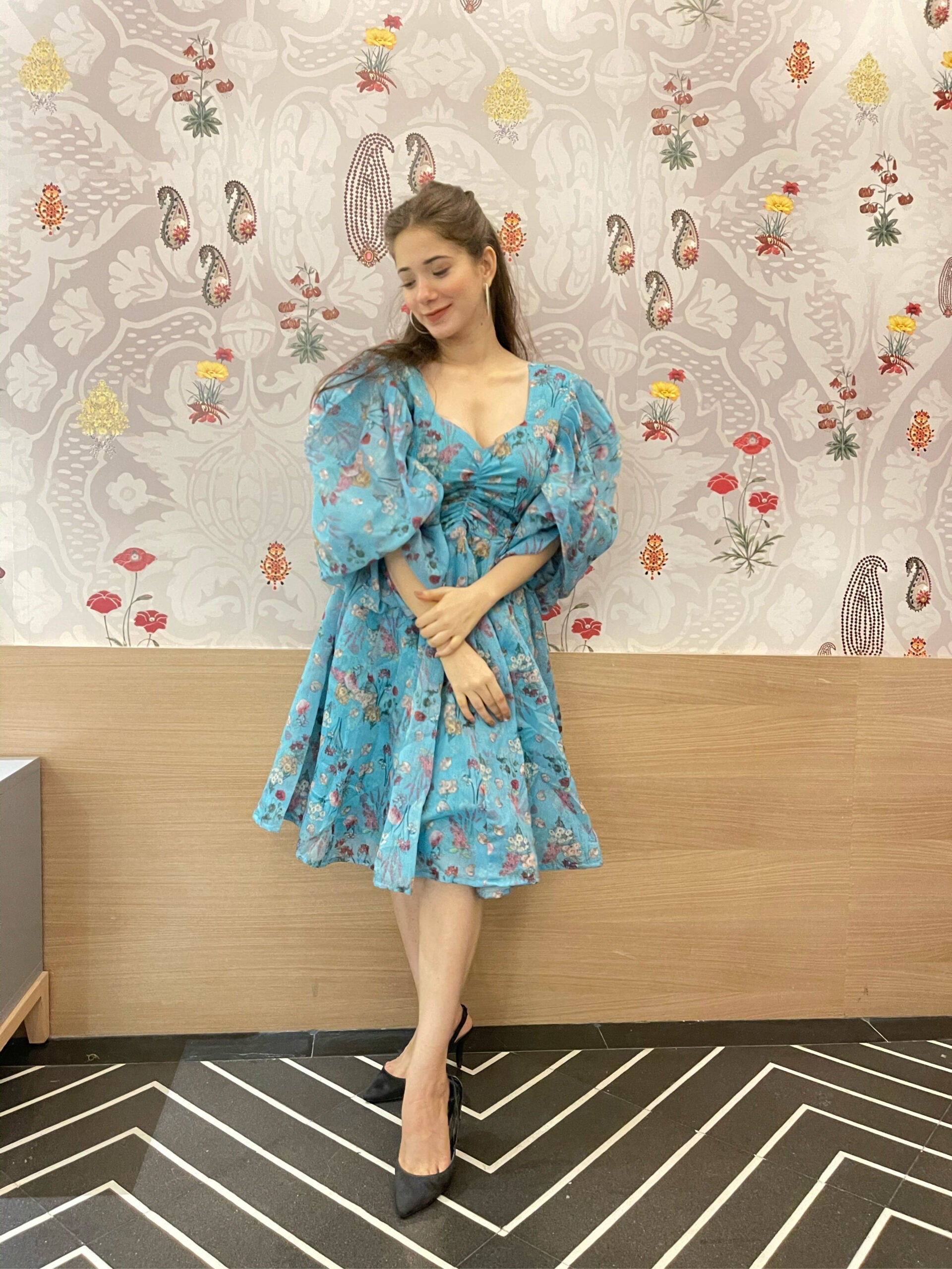 kasturi blue floral dress