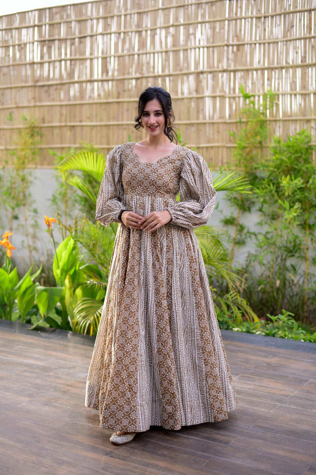 kalki brown cotton maxi
