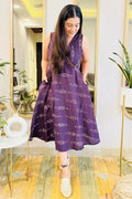 AUBERGINE IKAT VOLUMINOUS DRESS
