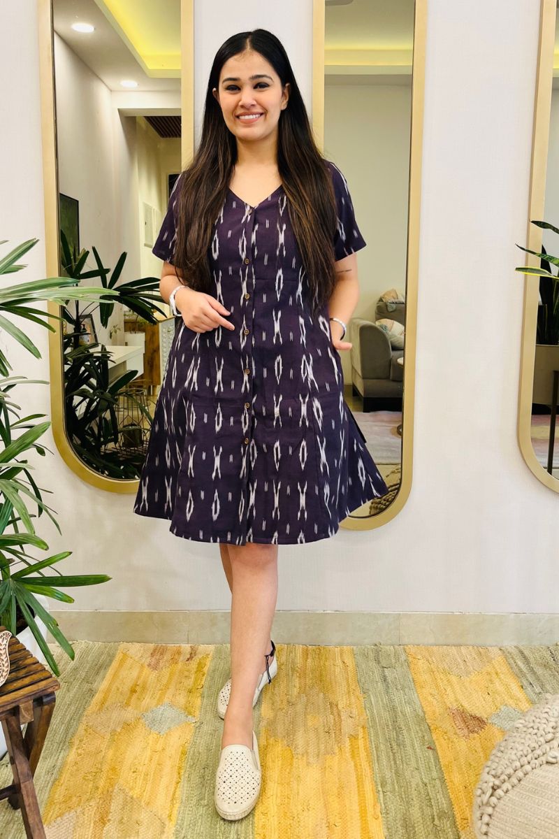 AUBERGINE IKAT SHIRT DRESS