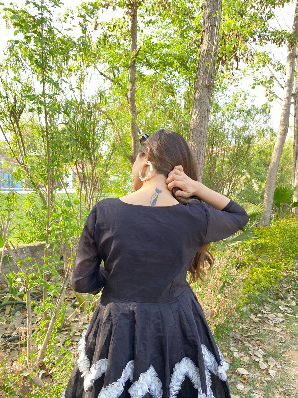 black chanderi dress