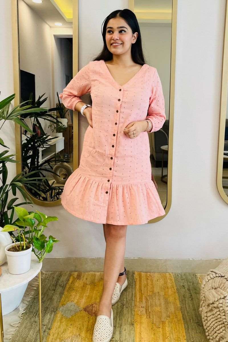 BLUSH SCHIFFLI SHIRT DRESS