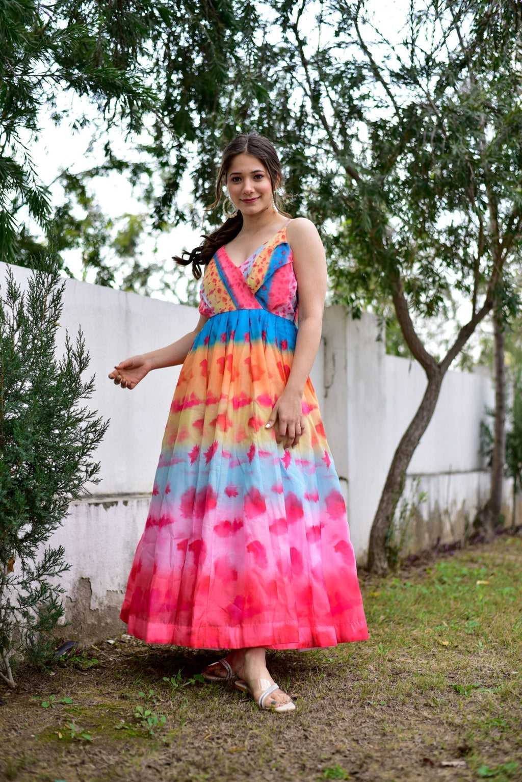 flamingo pink chanderi dress