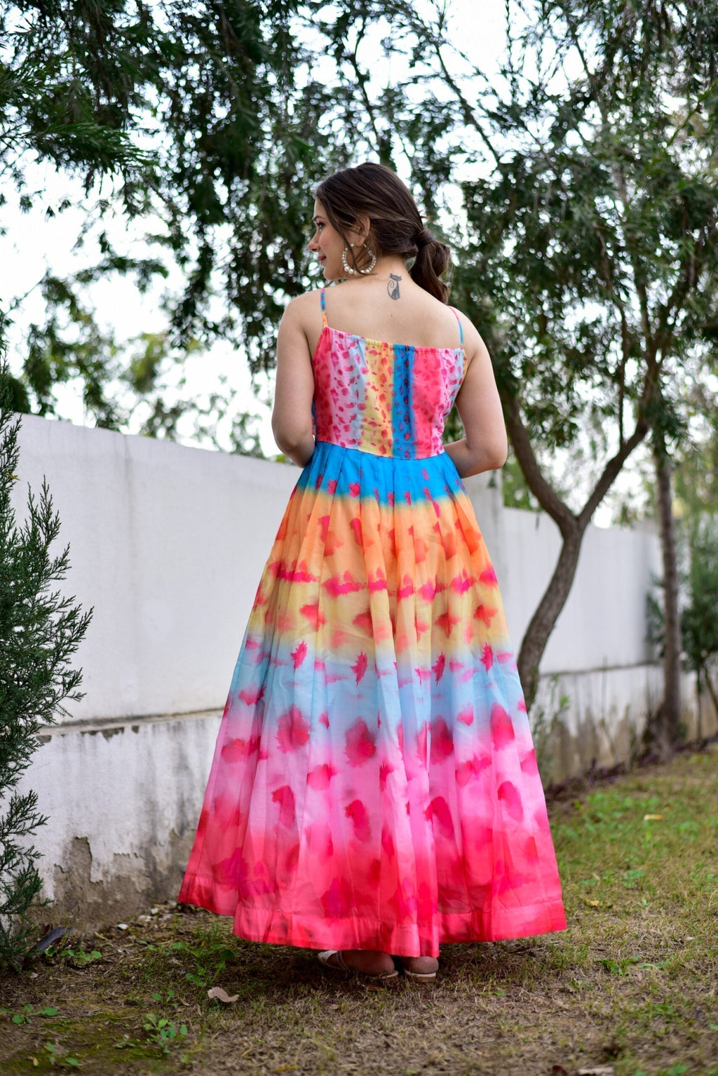 flamingo pink chanderi dress