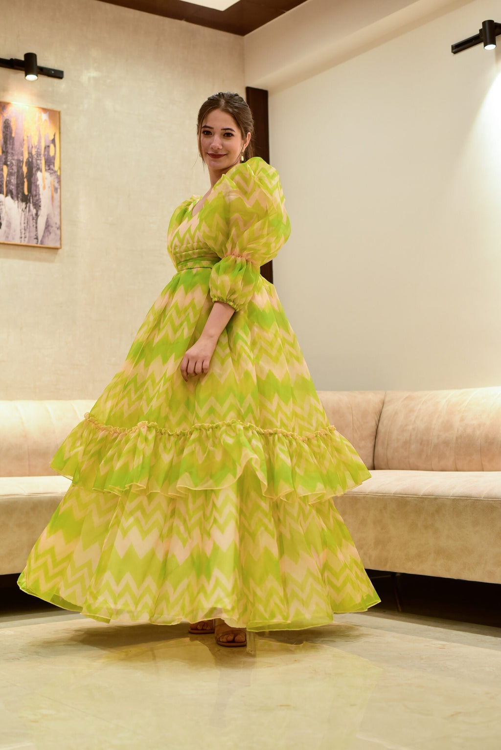 Elsa green organza dress