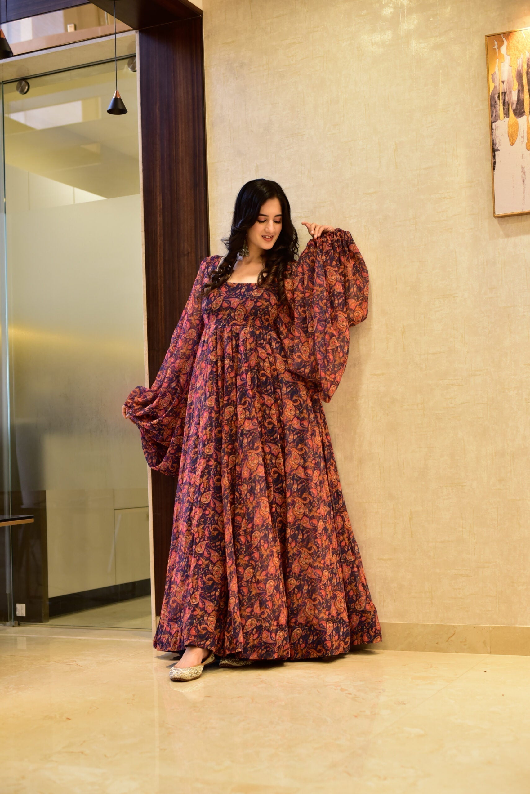 alisha blue georgette dress