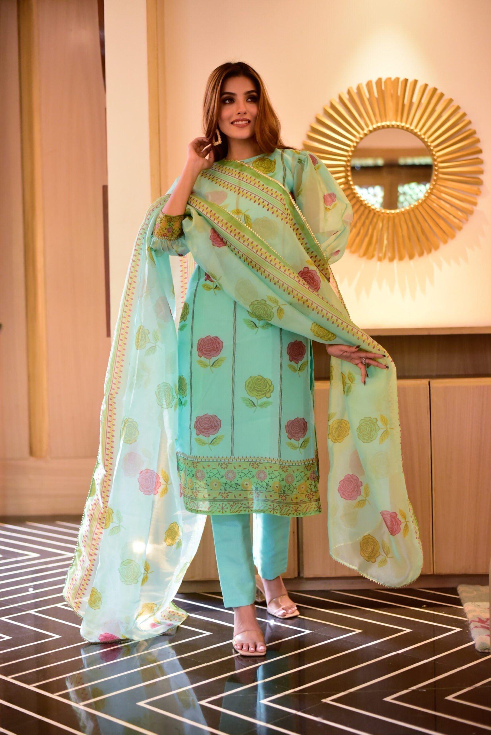 aanavi organza suit set