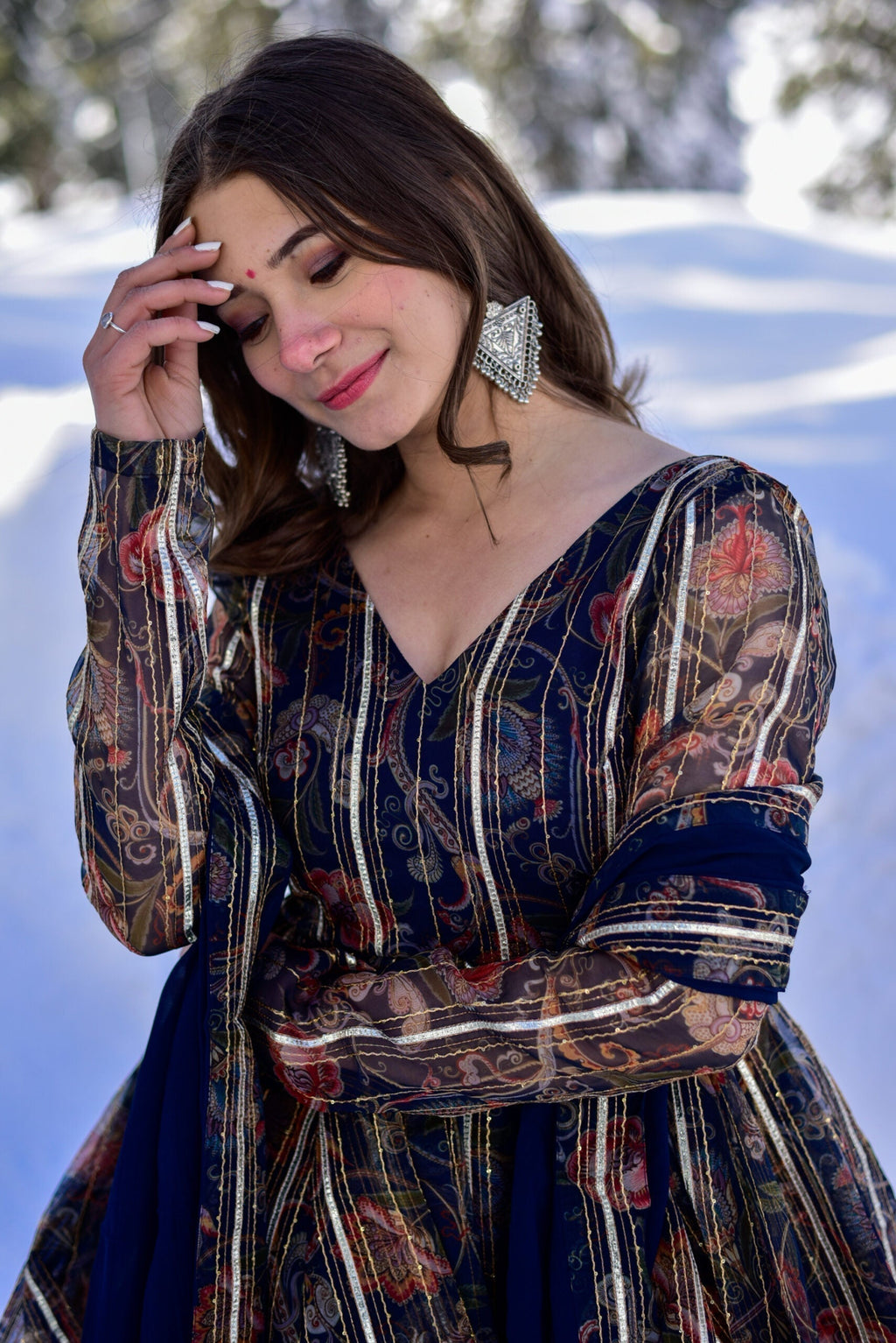 blue gottapatti georgette kurta sharara set