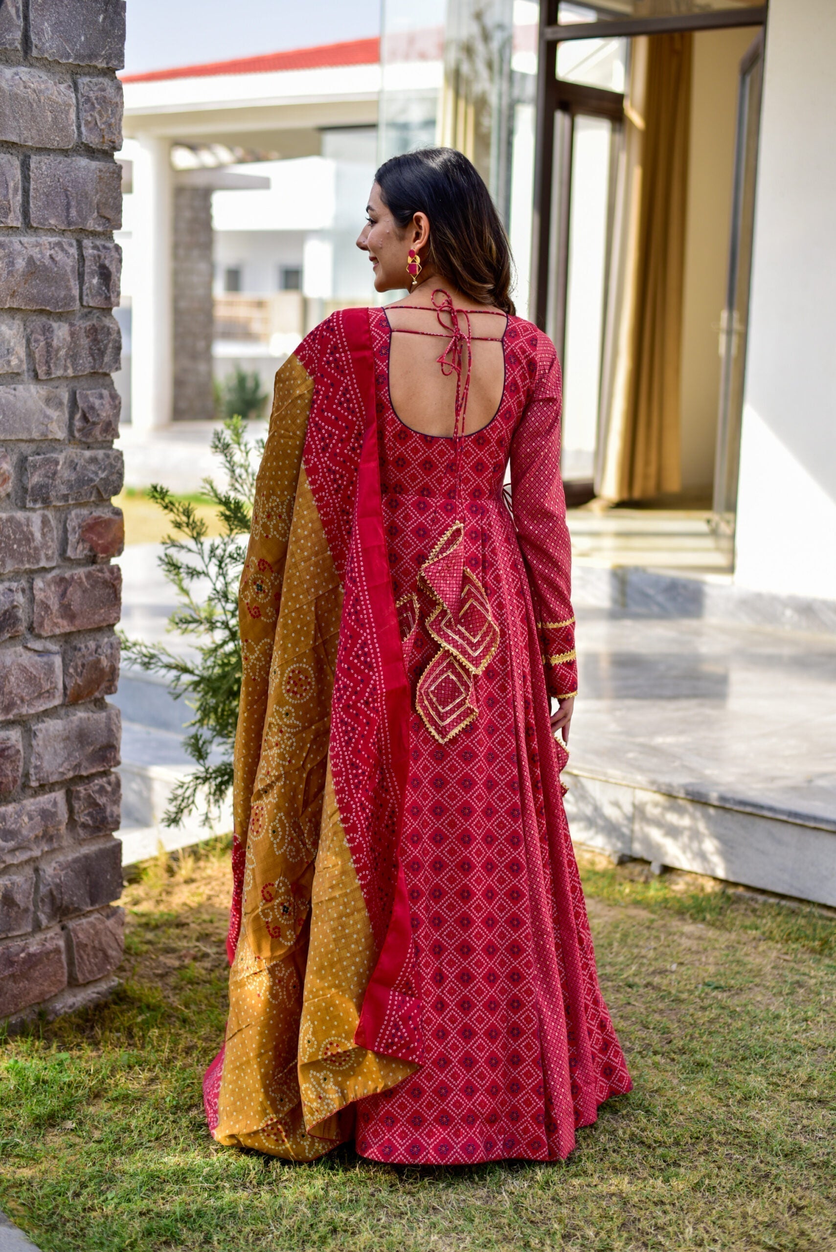 apple red muslin maxi set