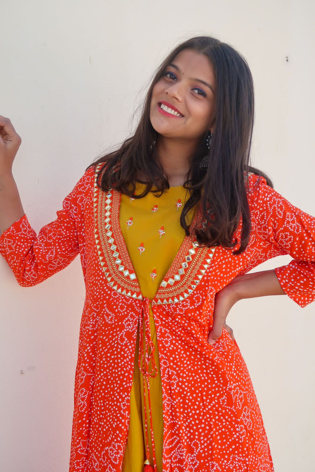 KesariyaVanity Must Have Festive Ready Bandhej Gown Suit - DEAL