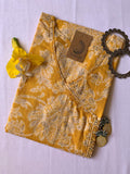 "Basant" Yellow Floral Angrakha Cotton Kurta