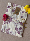 Cream Purple "Gold" Angrakha Cotton Kurta