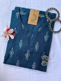 Blue Handcrafted Ikat Cotton Kurta