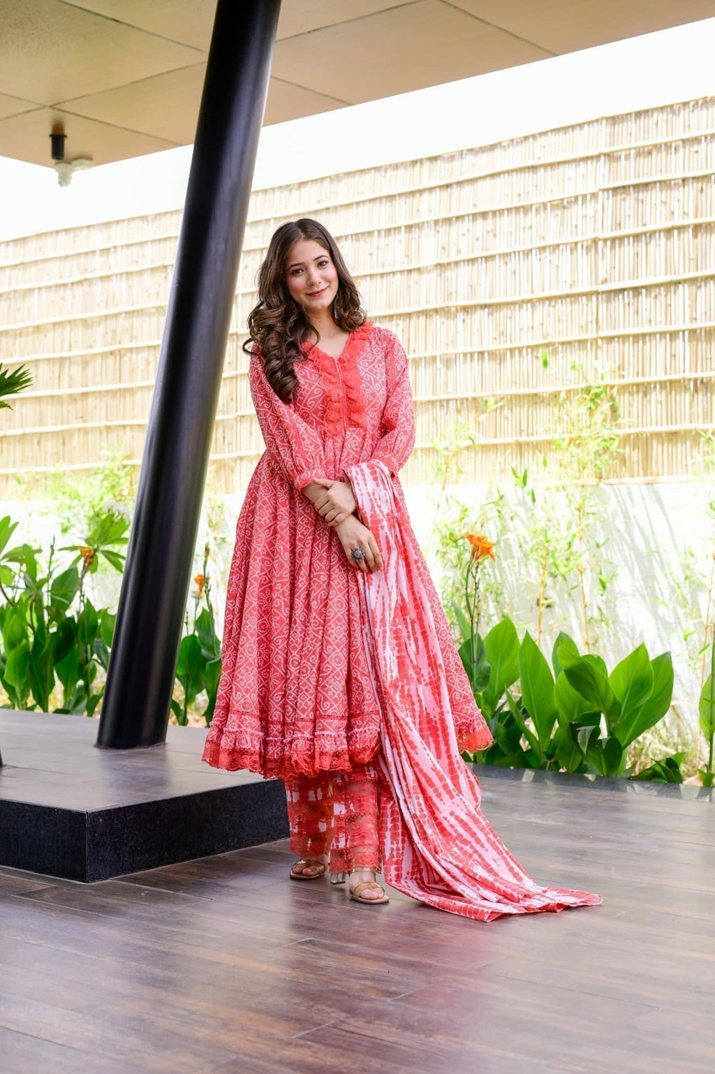 graceful peach cotton suit set