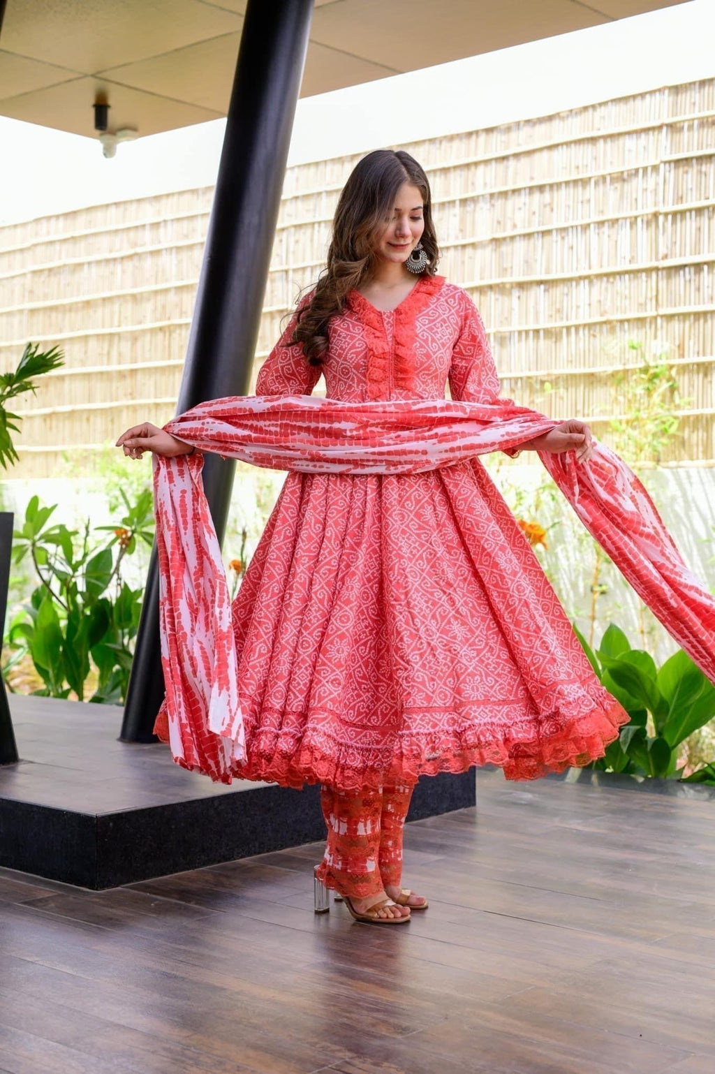 graceful peach cotton suit set