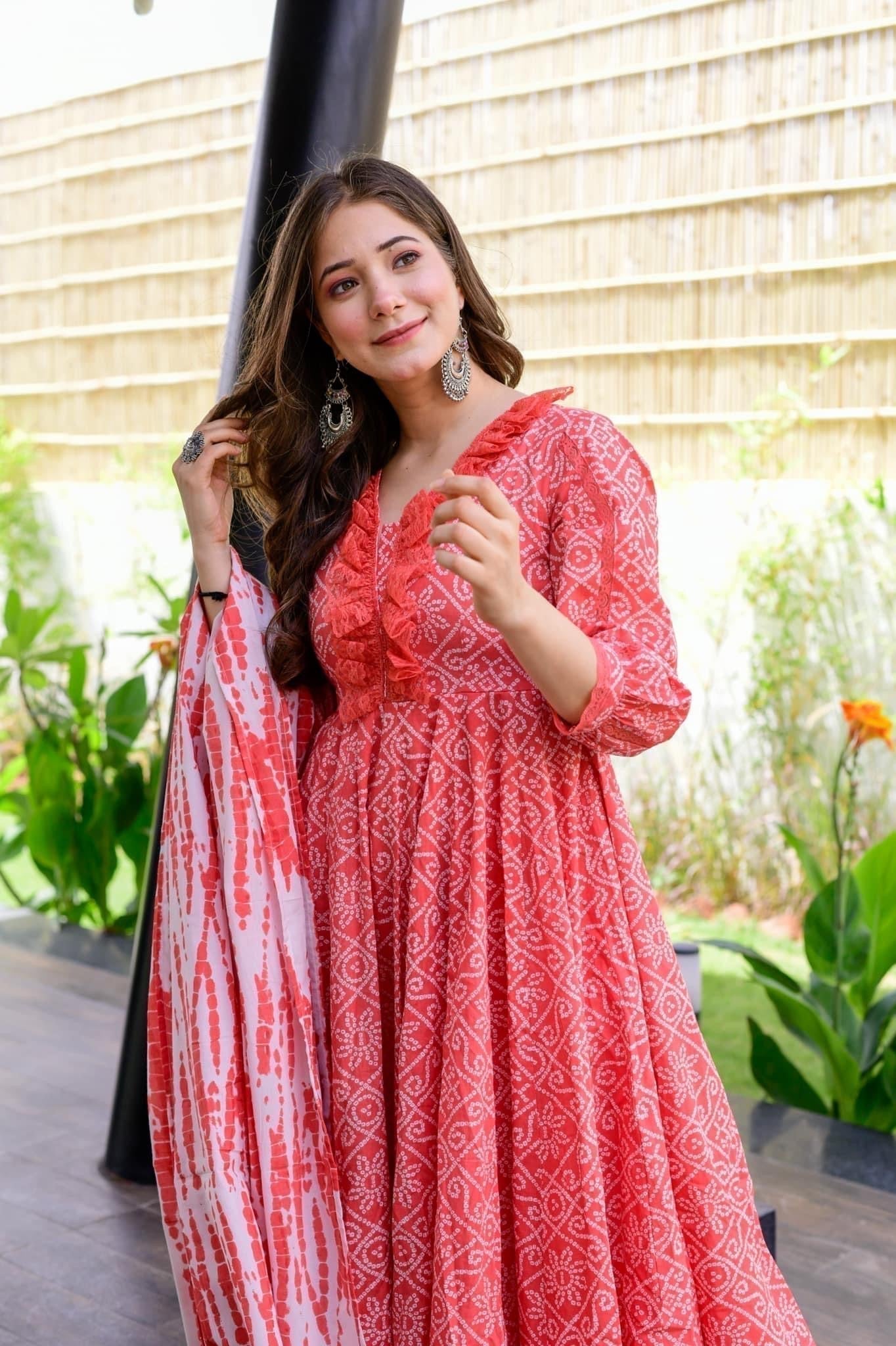 graceful peach cotton suit set