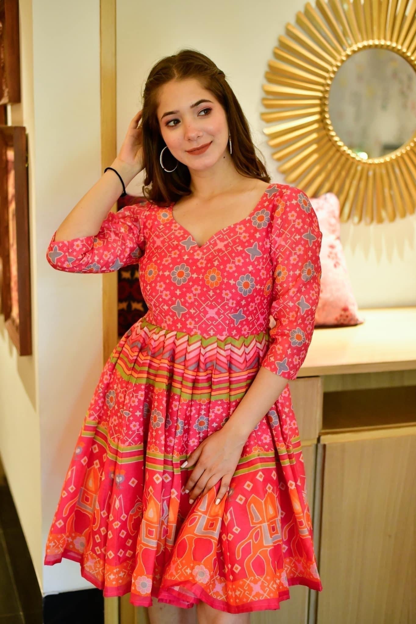 delicate pink chanderi dress