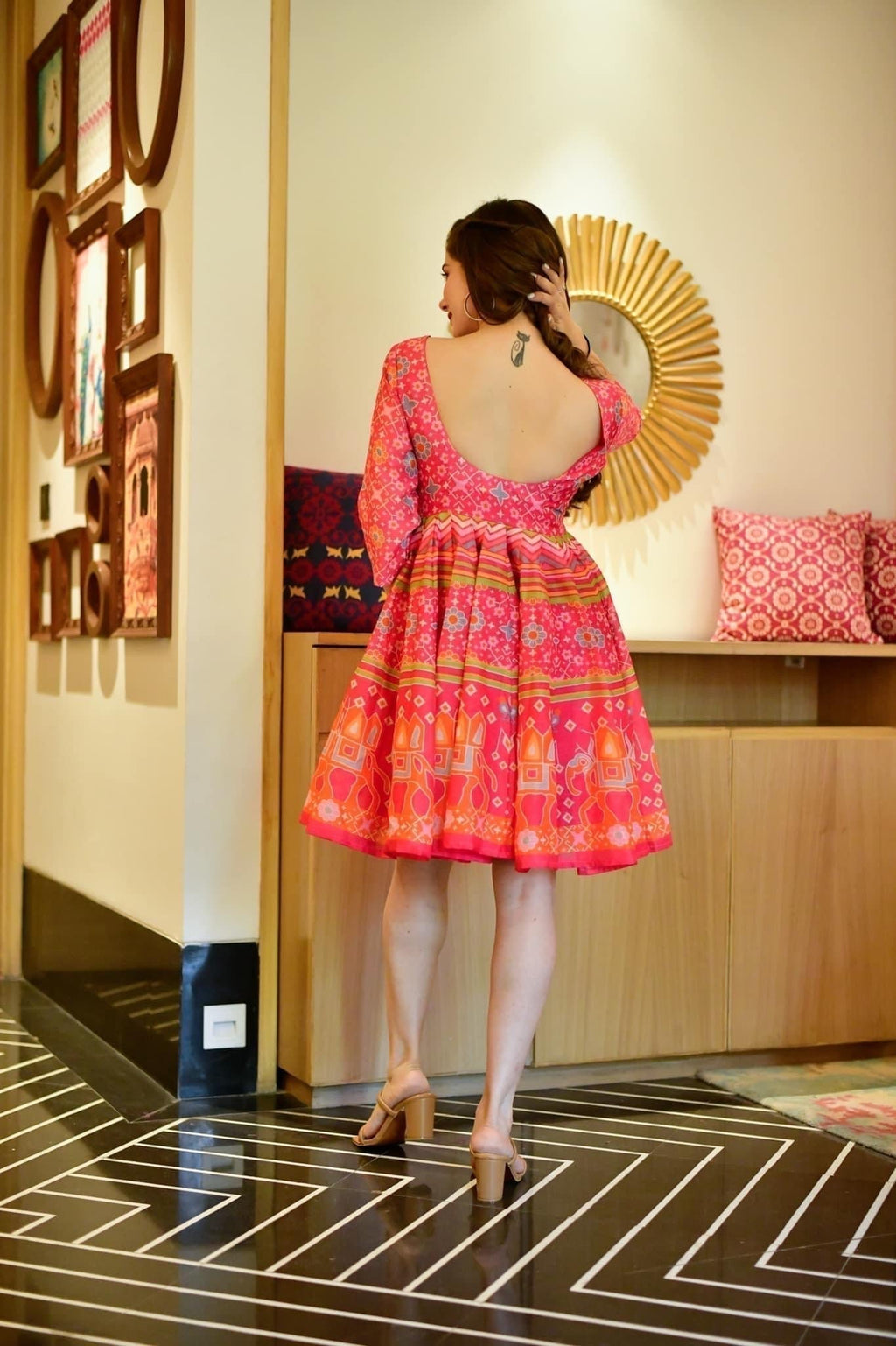 delicate pink chanderi dress