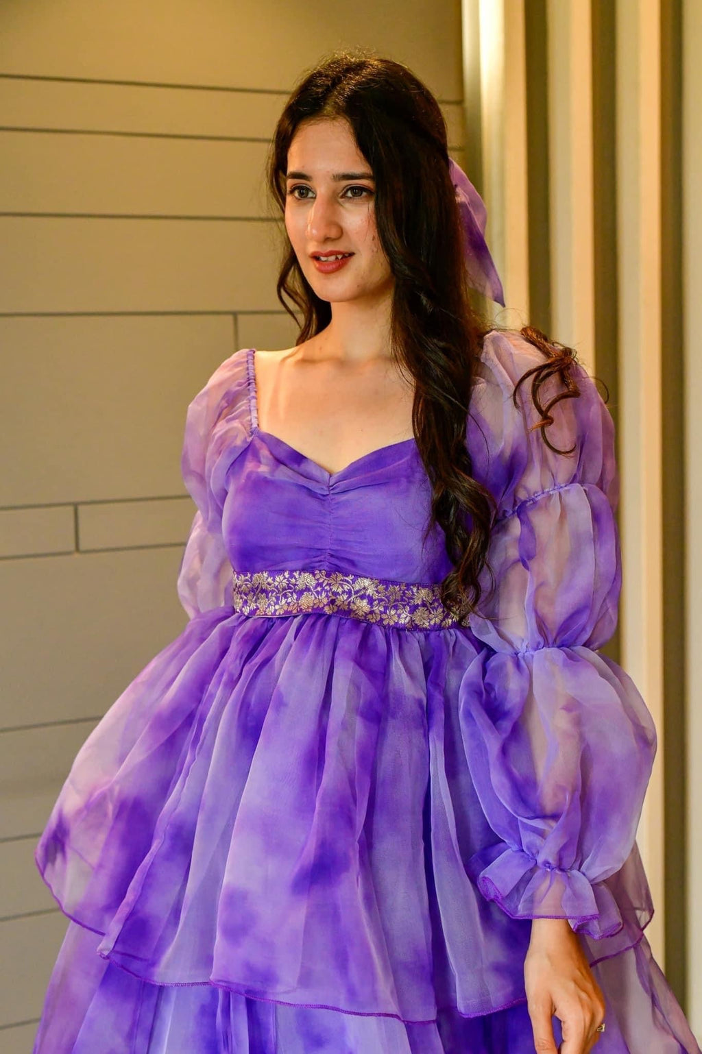 Isabella purple organza dress