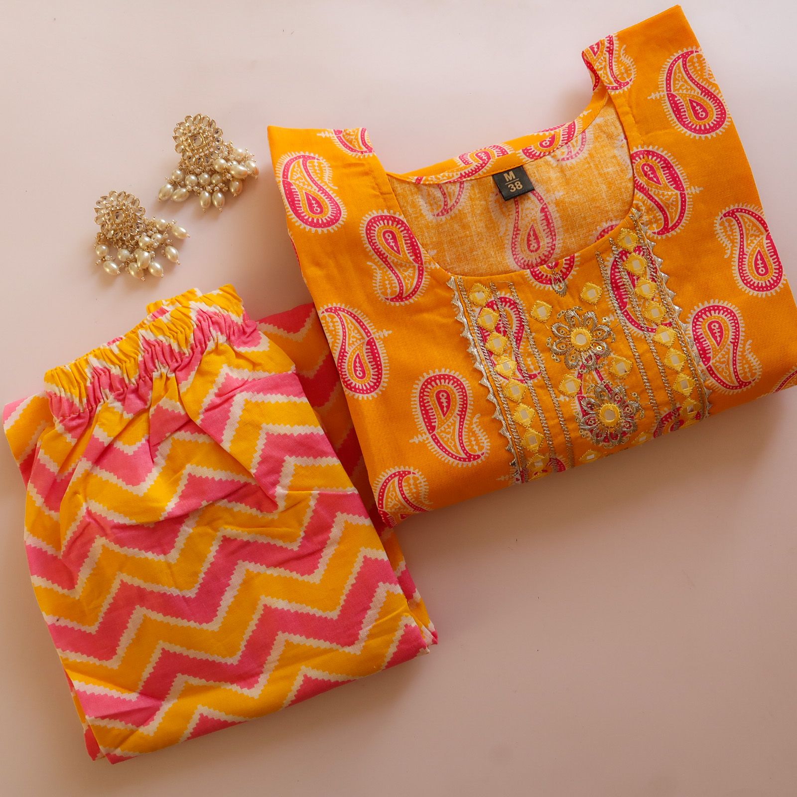 Haldi Yellow Mirror Zari Slim Fit Suit Set